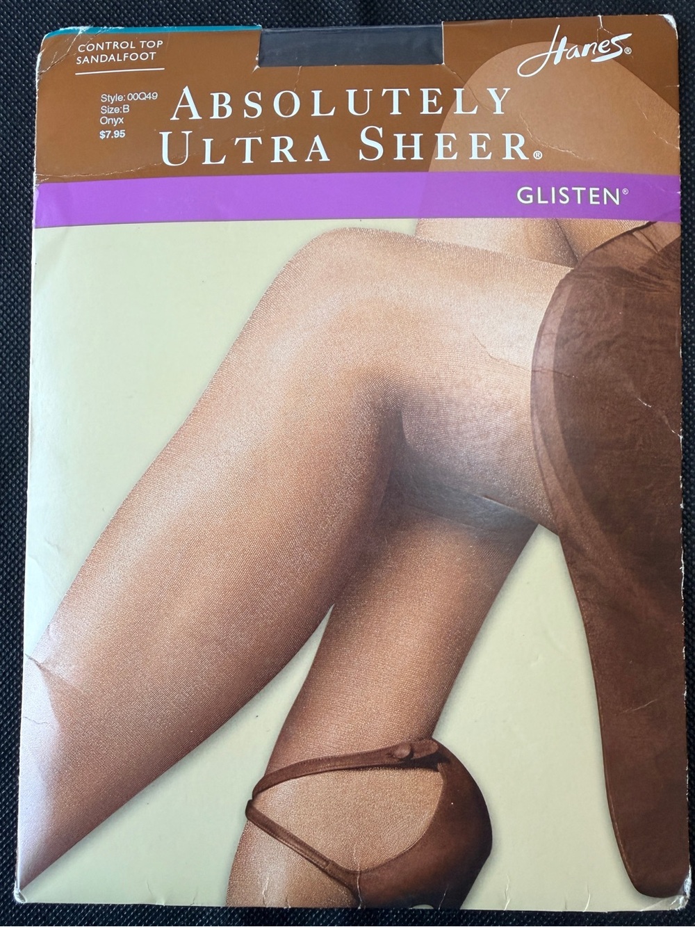 Hanes Absolutely Ultra Sheer Glisten Onyx Pantyhose Size B Control Top